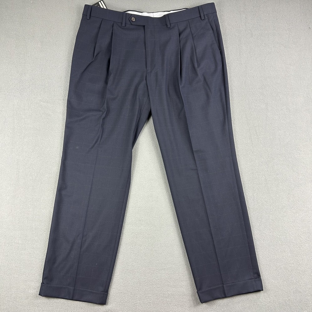 Ralph Lauren Dress Pants Mens 40x30 Navy Blue Comfort Flex Performance Pleated‎